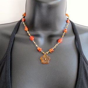 🌼🧡❤️ COUSIN CLAUDINE Carnelian Agate Necklace
